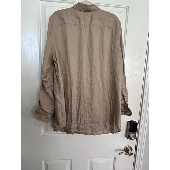 Lauren Ralph Lauren Men's Tan Linen Long Sleeve Button Up Dress Shirt Size 2XL - Picture 6 of 7